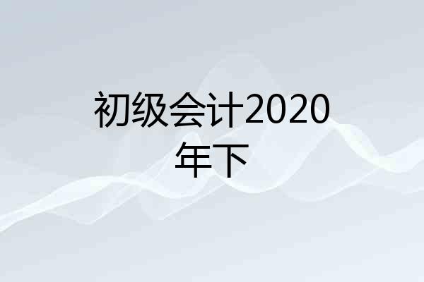 初级会计2020年下