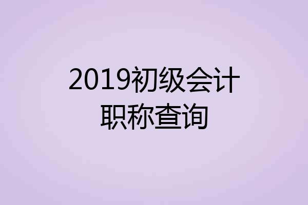 2019初级会计职称查询