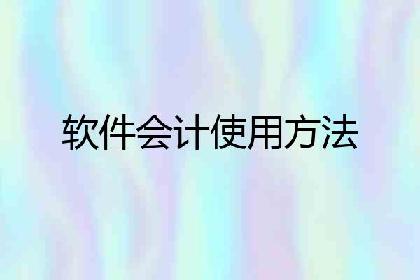 软件会计使用方法