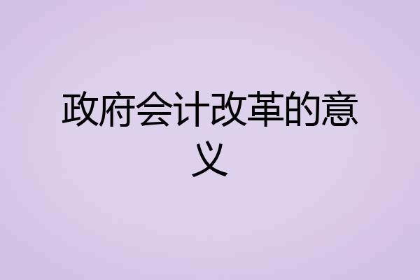 政府会计改革的意义