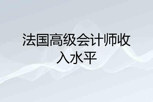 法国高级会计师收入水平