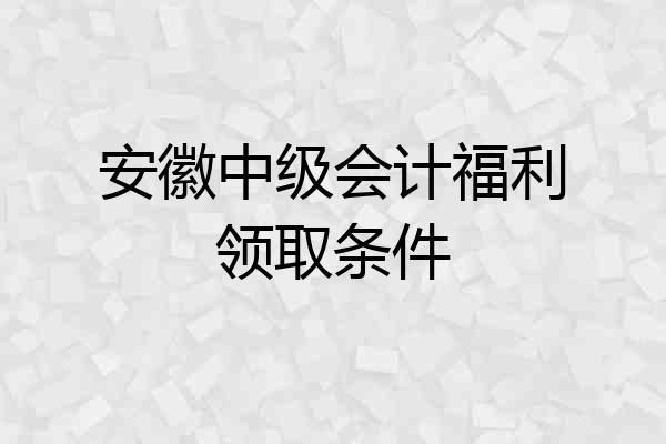 安徽中级会计福利领取条件