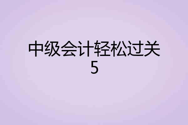 中级会计轻松过关5