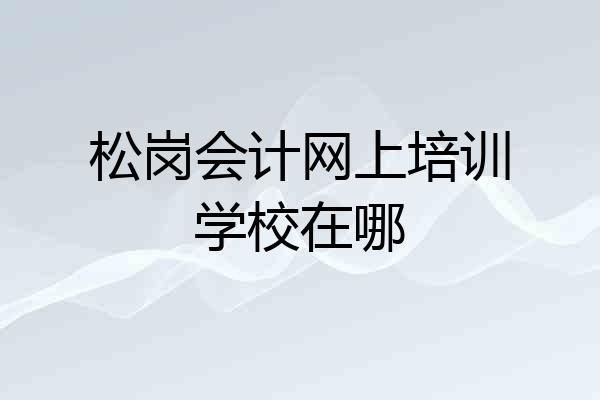 松岗会计网上培训学校在哪