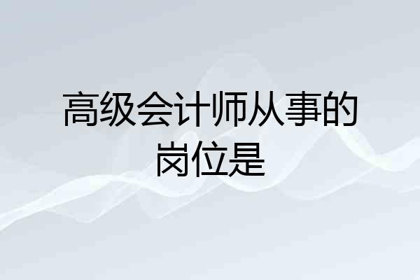 高级会计师从事的岗位是