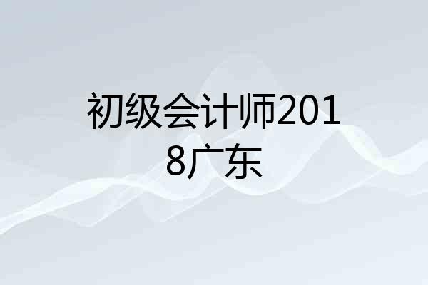 初级会计师2018广东