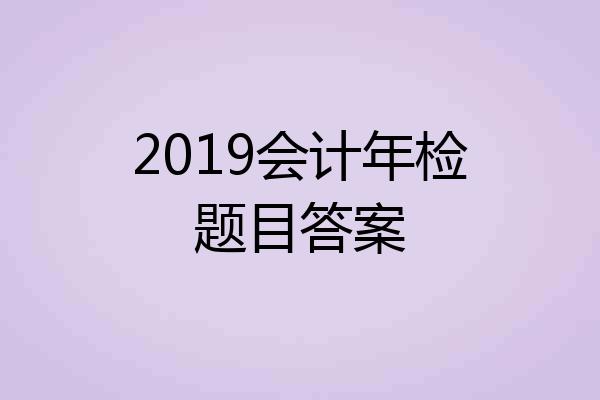 2019会计年检题目答案