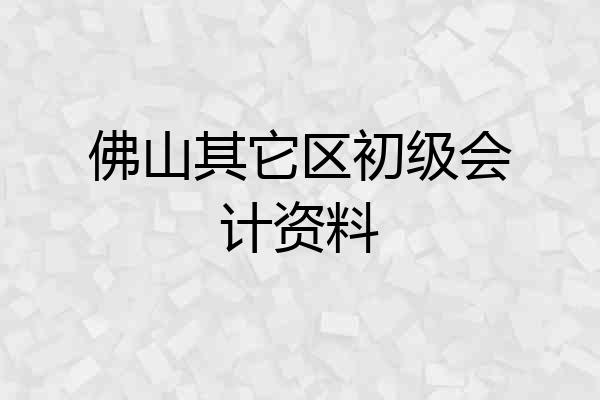 佛山其它区初级会计资料