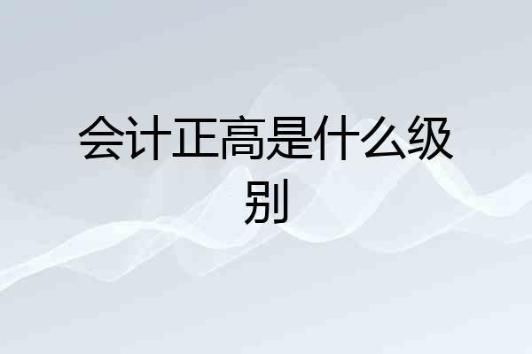 会计正高是什么级别