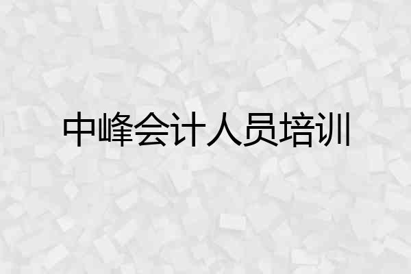 中峰会计人员培训