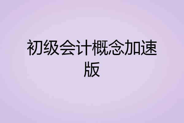 初级会计概念加速版