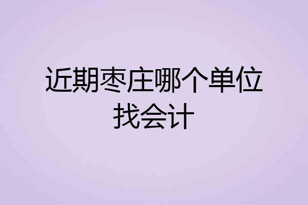 近期枣庄哪个单位找会计