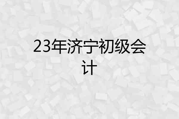 23年济宁初级会计