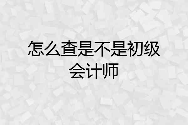 怎么查是不是初级会计师