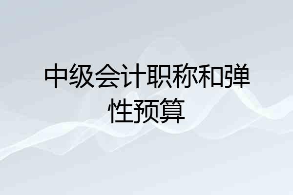中级会计职称和弹性预算