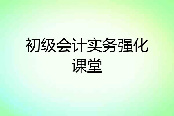 初级会计实务强化课堂
