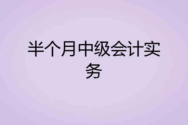 半个月中级会计实务