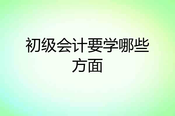 初级会计要学哪些方面