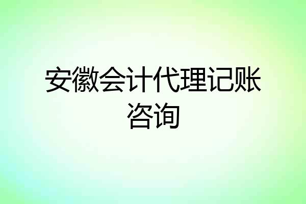 安徽会计代理记账咨询