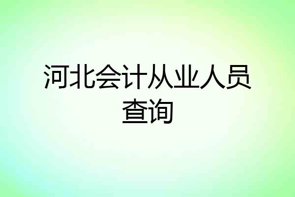河北会计从业人员查询