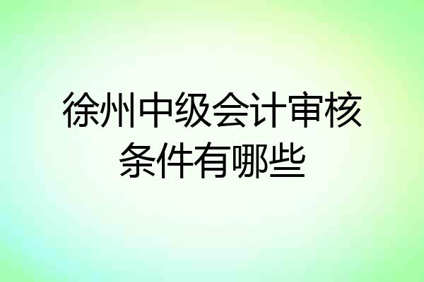 徐州中级会计审核条件有哪些