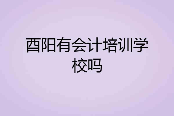 酉阳有会计培训学校吗