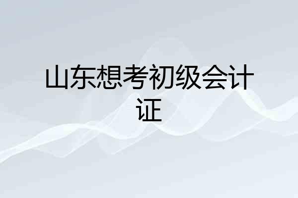 山东想考初级会计证