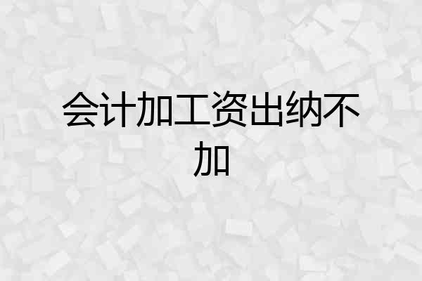 会计加工资出纳不加