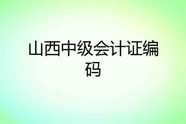 山西中级会计证编码