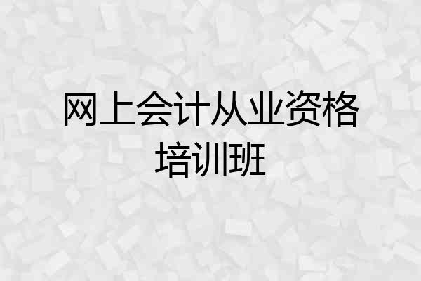 网上会计从业资格培训班