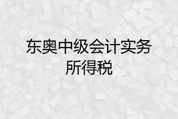 东奥中级会计实务所得税