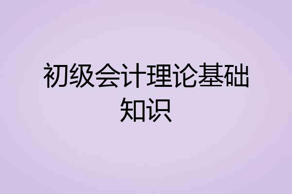 初级会计理论基础知识