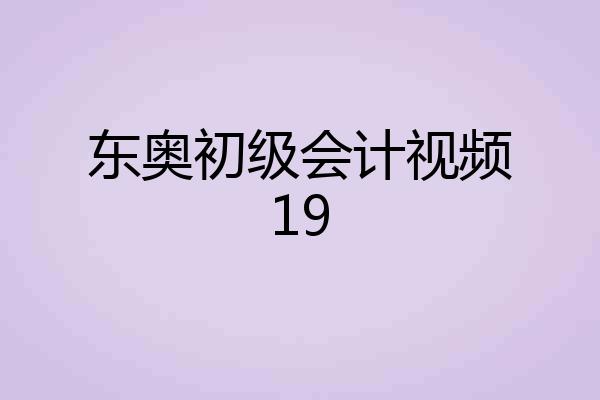 东奥初级会计视频19