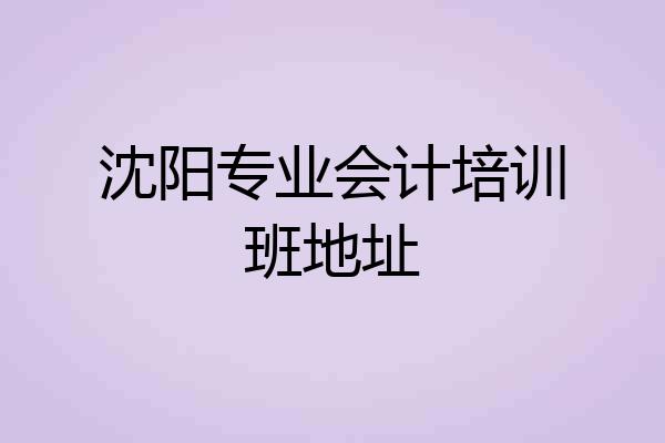 沈阳专业会计培训班地址