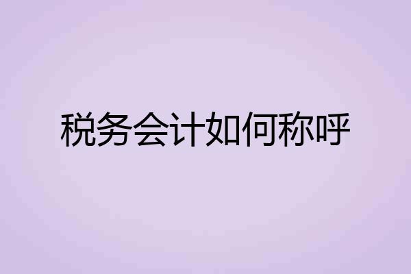 税务会计如何称呼