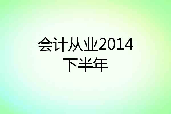 会计从业2014下半年