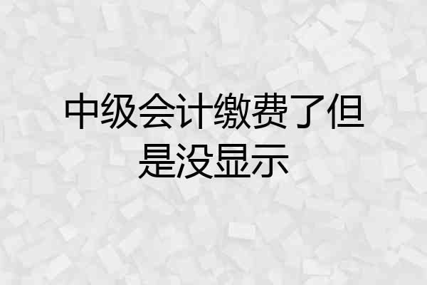 中级会计缴费了但是没显示
