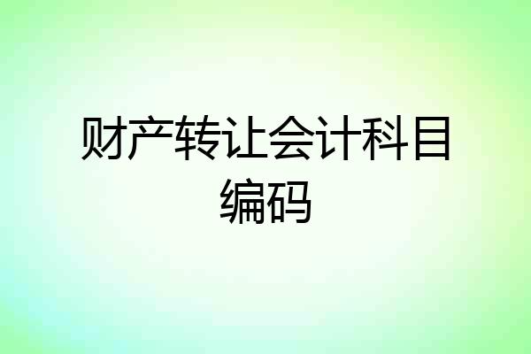 财产转让会计科目编码