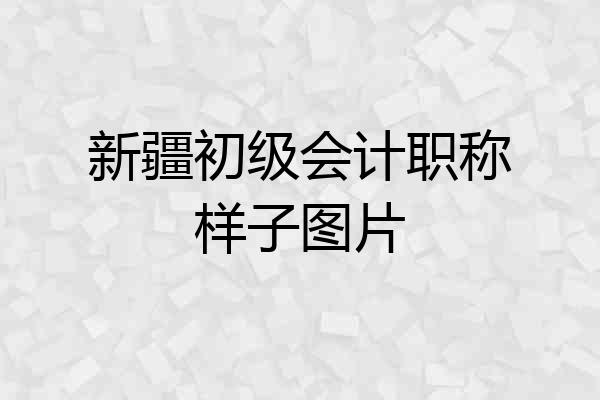 新疆初级会计职称样子图片