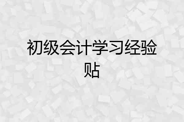 初级会计学习经验贴