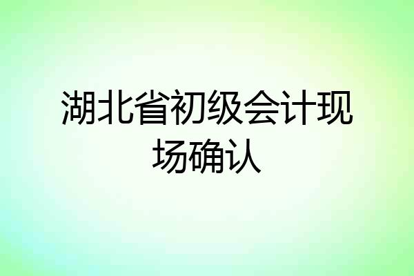 湖北省初级会计现场确认