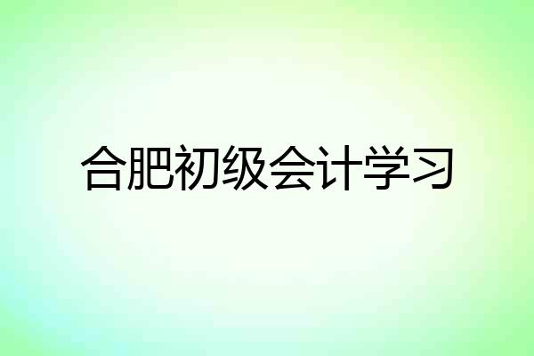 合肥初级会计学习