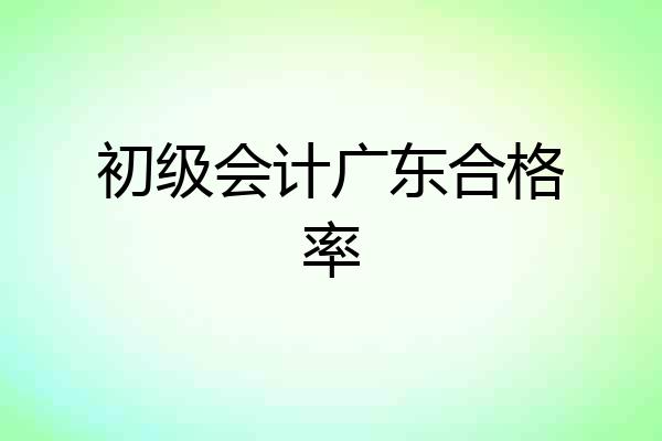 初级会计广东合格率