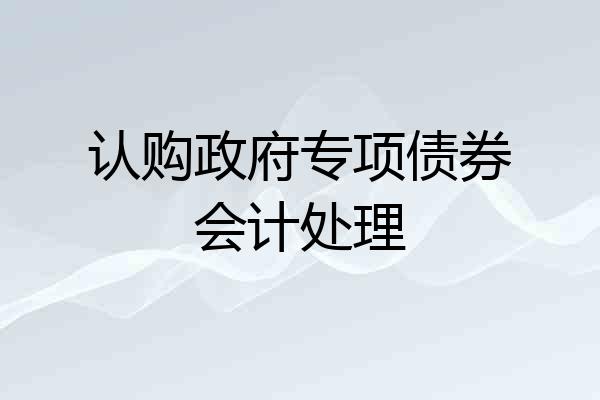 认购政府专项债券会计处理