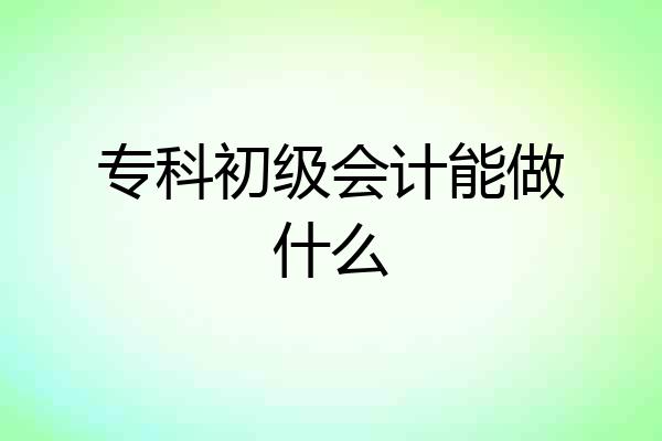 专科初级会计能做什么