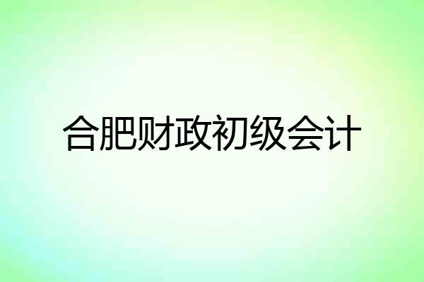 合肥财政初级会计