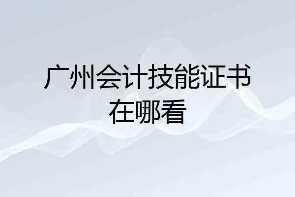 广州会计技能证书在哪看