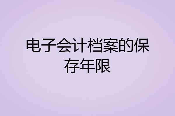 电子会计档案的保存年限