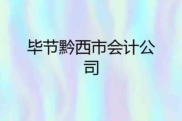 毕节黔西市会计公司
