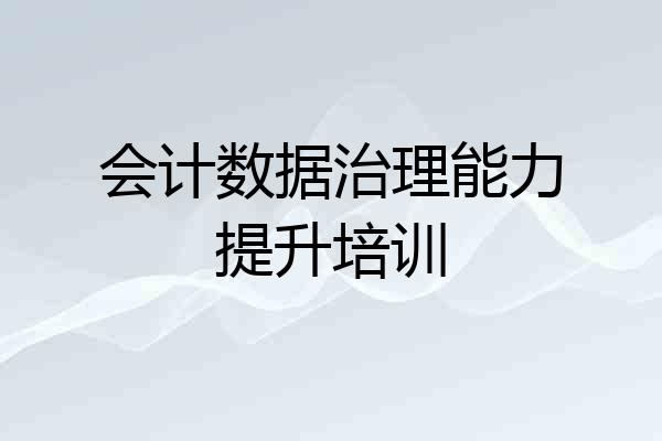 会计数据治理能力提升培训